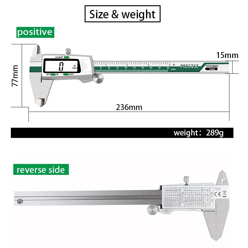 ET50 150 มม.สแตนเลสสตีล Calipe - Digital Caliper 150Mm Stainless Steel บทวิจารณ์และราคา